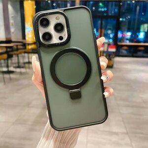iPhone 15 Pro Max MagSafe Ring Stand Case With Screen Protector, Green